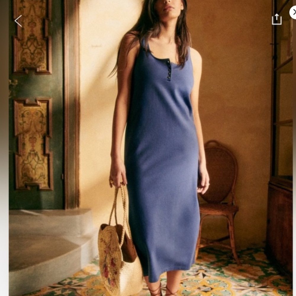 Sezane Blue Midi Dress